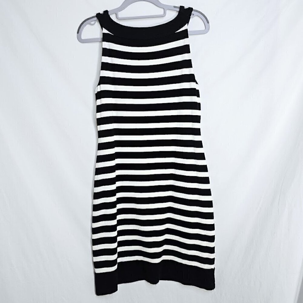 WHITE HOUSE BLACK MARKET Sleeveless Dress size S 4-6 BLACK WHITE STRIPE Summer - Picture 6 of 6